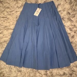Zara Pleated A-Line Midi Skirt in Sky Blue